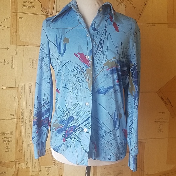 1970s Abstract Painting Blouse - Picture 2 of 4